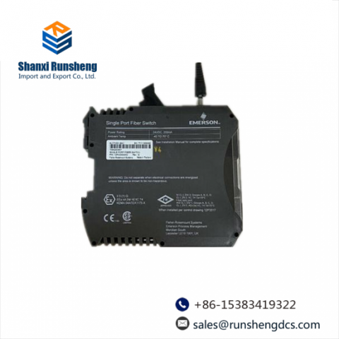 EMERSON KJ1710X1-BA1: Single Port Fiber Switch for Industrial Control Systems