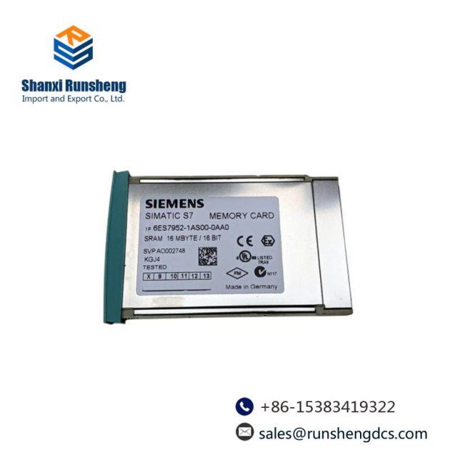 SIEMENS 6ES7952-1AS00-0AA0 Memory RAM Card for Industrial Control, Compact Design, High Performance