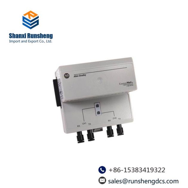 Allen-Bradley 1786-RPFM Dual Fiber Optic Channel, ControlNet, High-Speed Fiber, DIN Rail Mounting, Industrial Grade